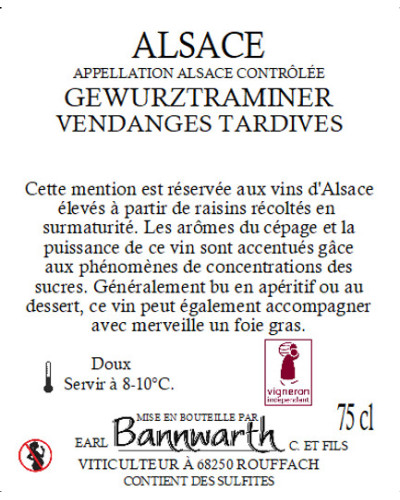 Gewurz Vendanges Tardives