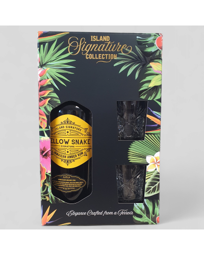 Coffret Rhum Island Yellow 40° 70cl 2 Verres