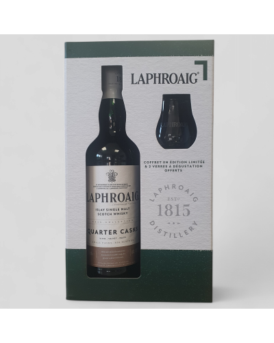 Coffret Whisky Laphroaig Quarter Cask 70cl + 2 Verres